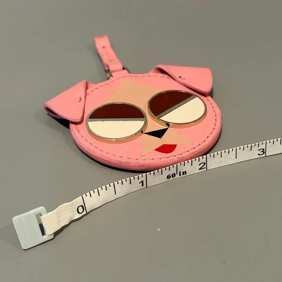 Kate Spade Spademals Rococo Pink Mod Dog Leather Dangle Keyring Bag Charm GUC - Picture 10 of 10